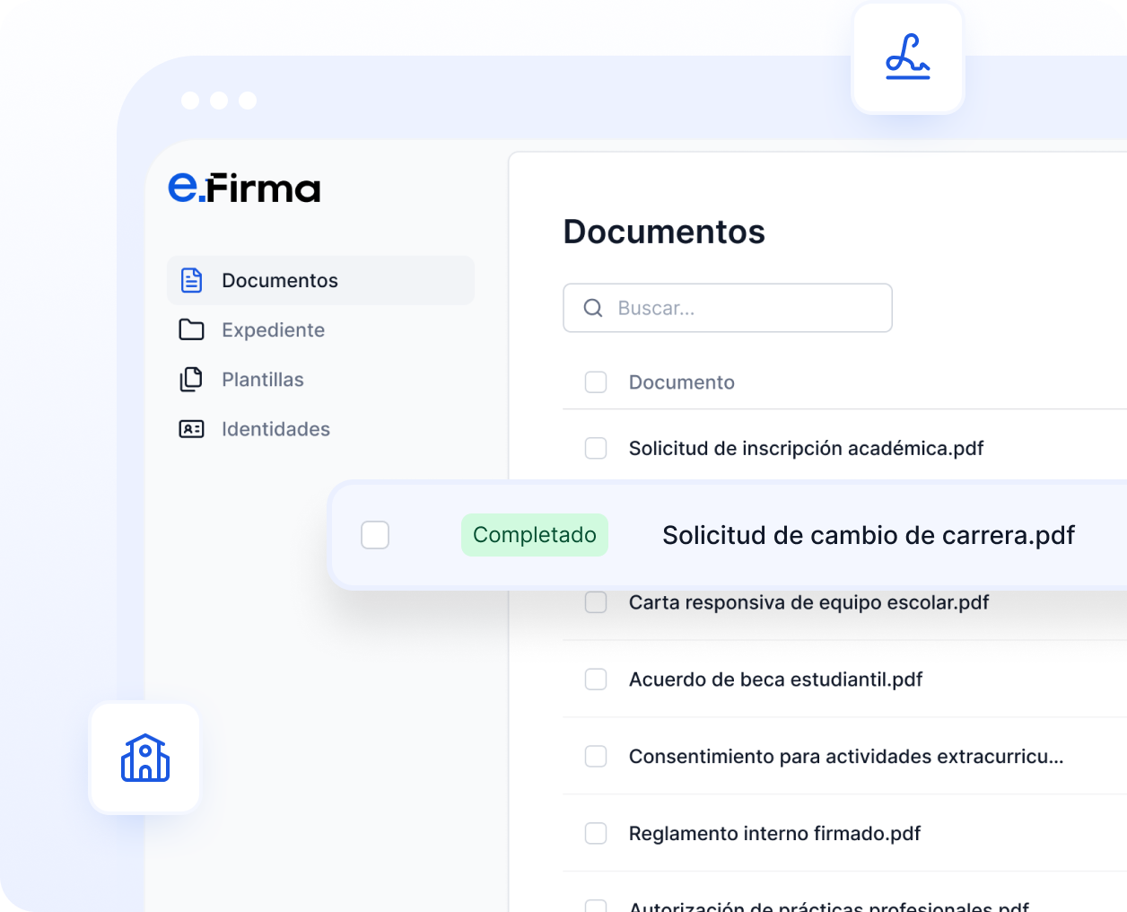 Vista de la plataforma eFirma
