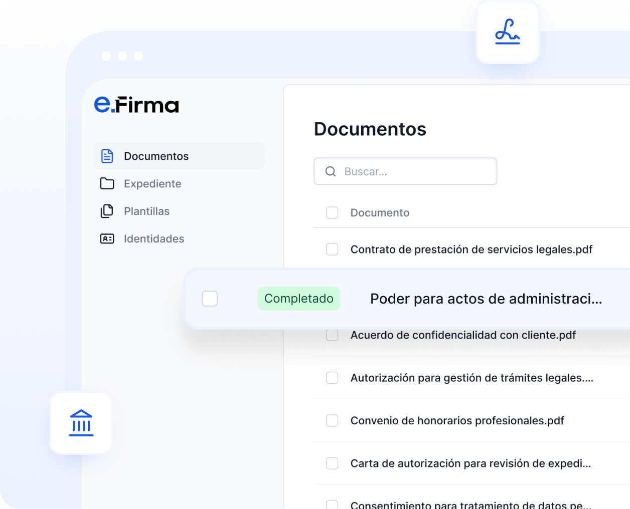 Vista de la plataforma eFirma